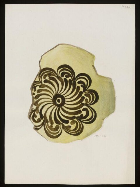 Decorated Pottery Shard Watercolor Sketch