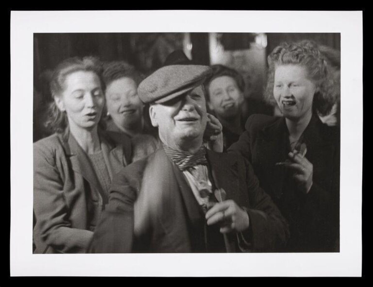 Black and White Group Singing Scene