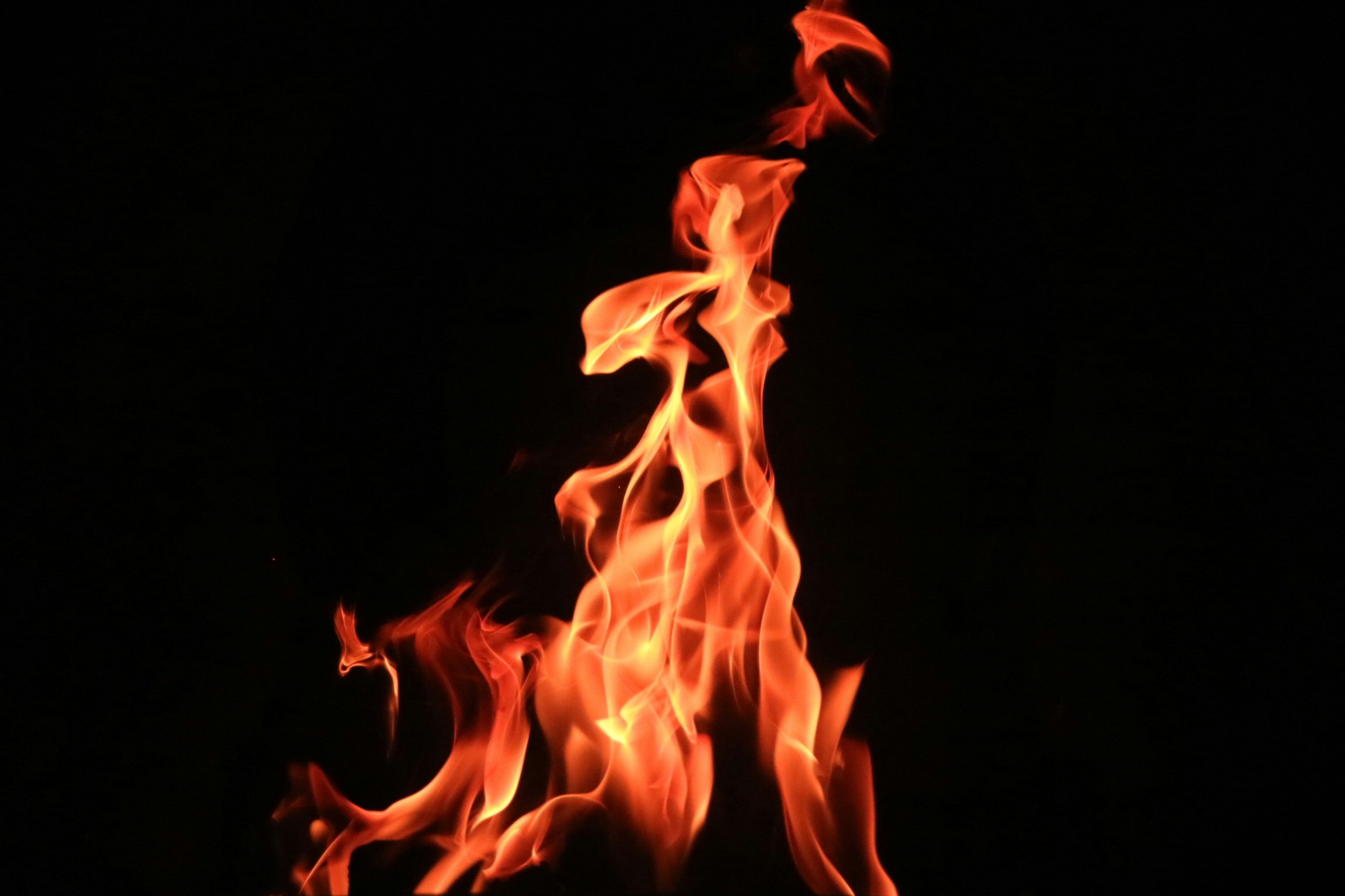 Burning Flame on Black Background