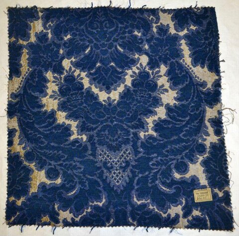 Vintage Blue Damask Fabric Sample