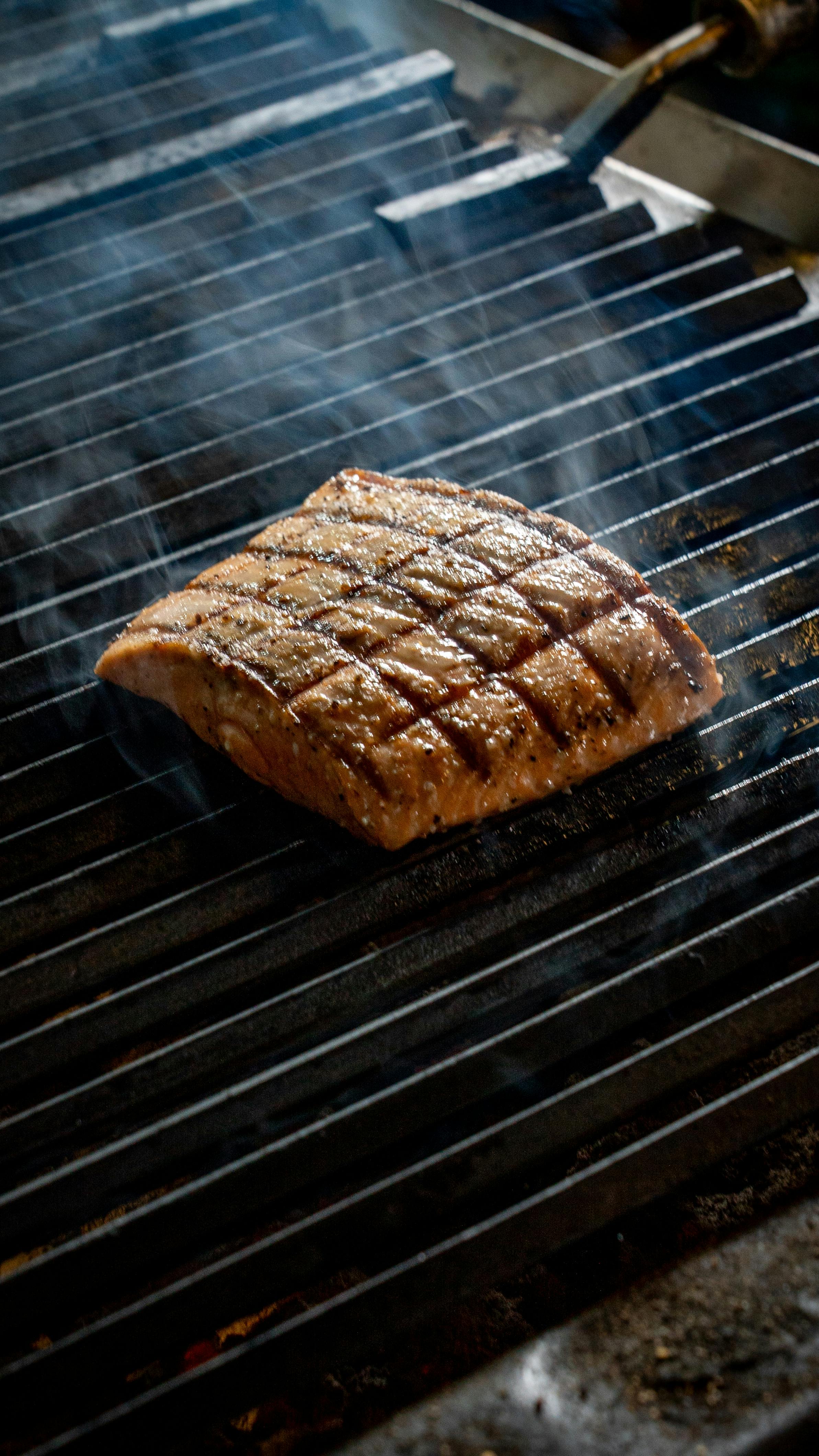 Grilled Salmon on Barbecue Grill