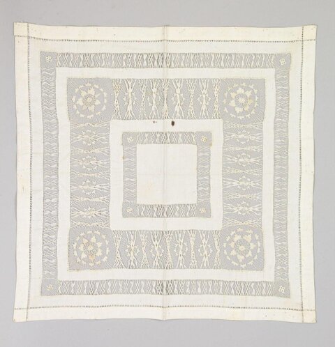 Vintage Square Handmade White Lace Textile