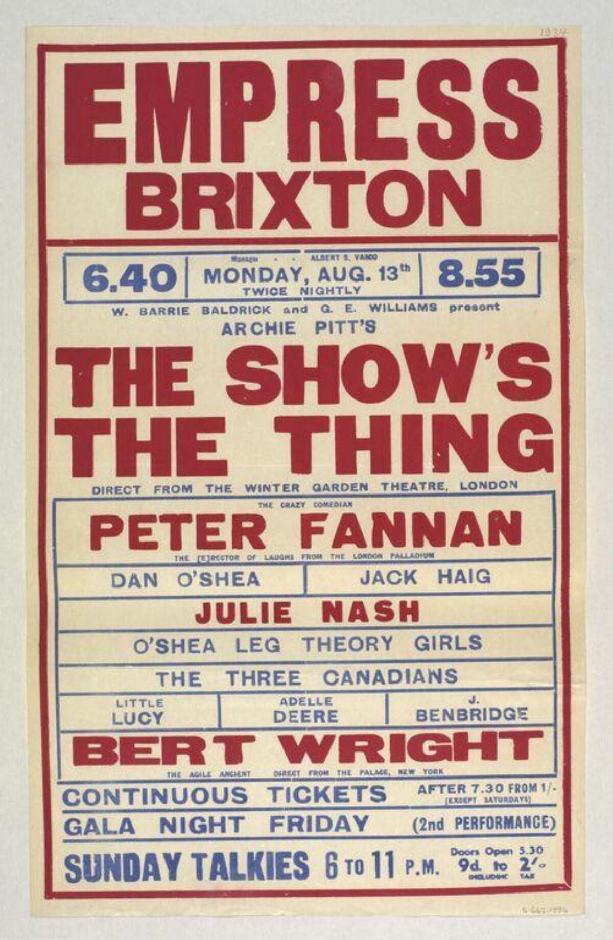 Vintage Empress Brixton Theater Show Poster
