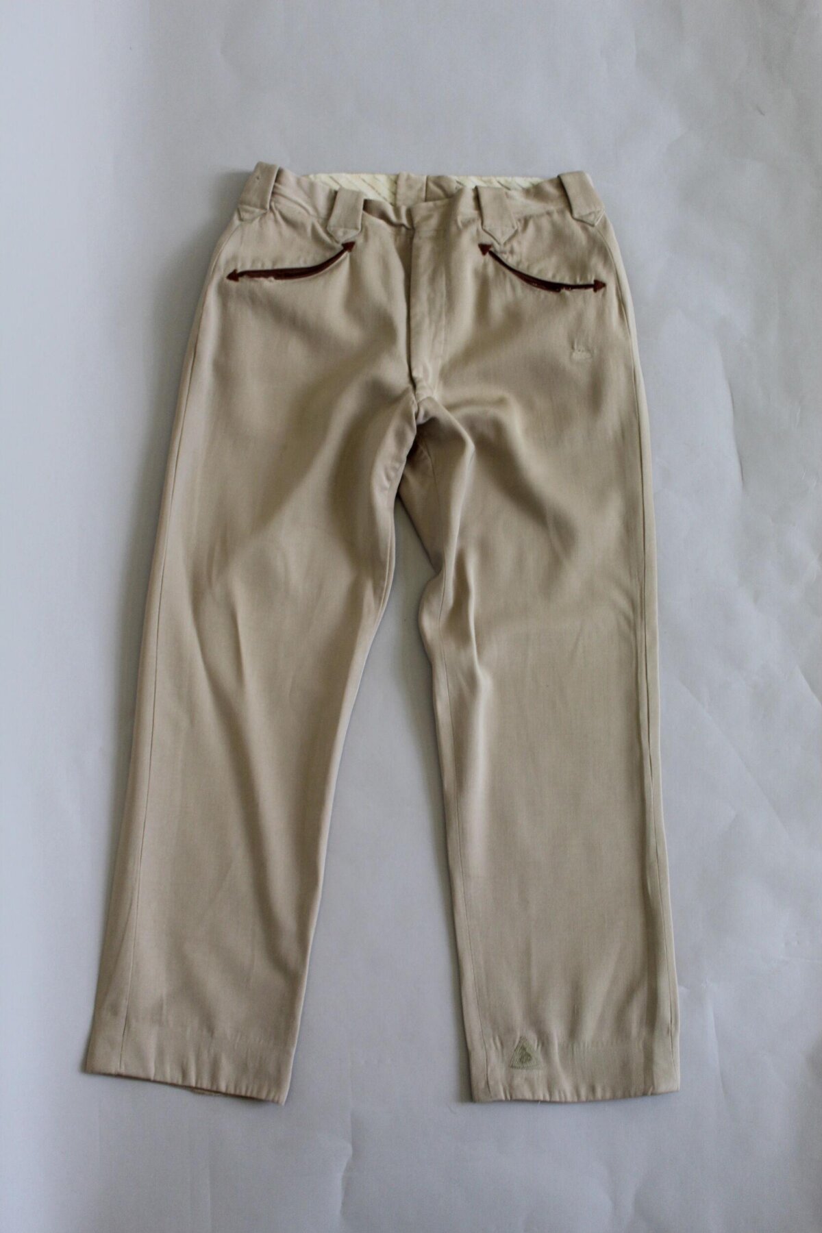 Beige Casual Straight Trousers