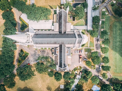 Aerial View of Historic Church