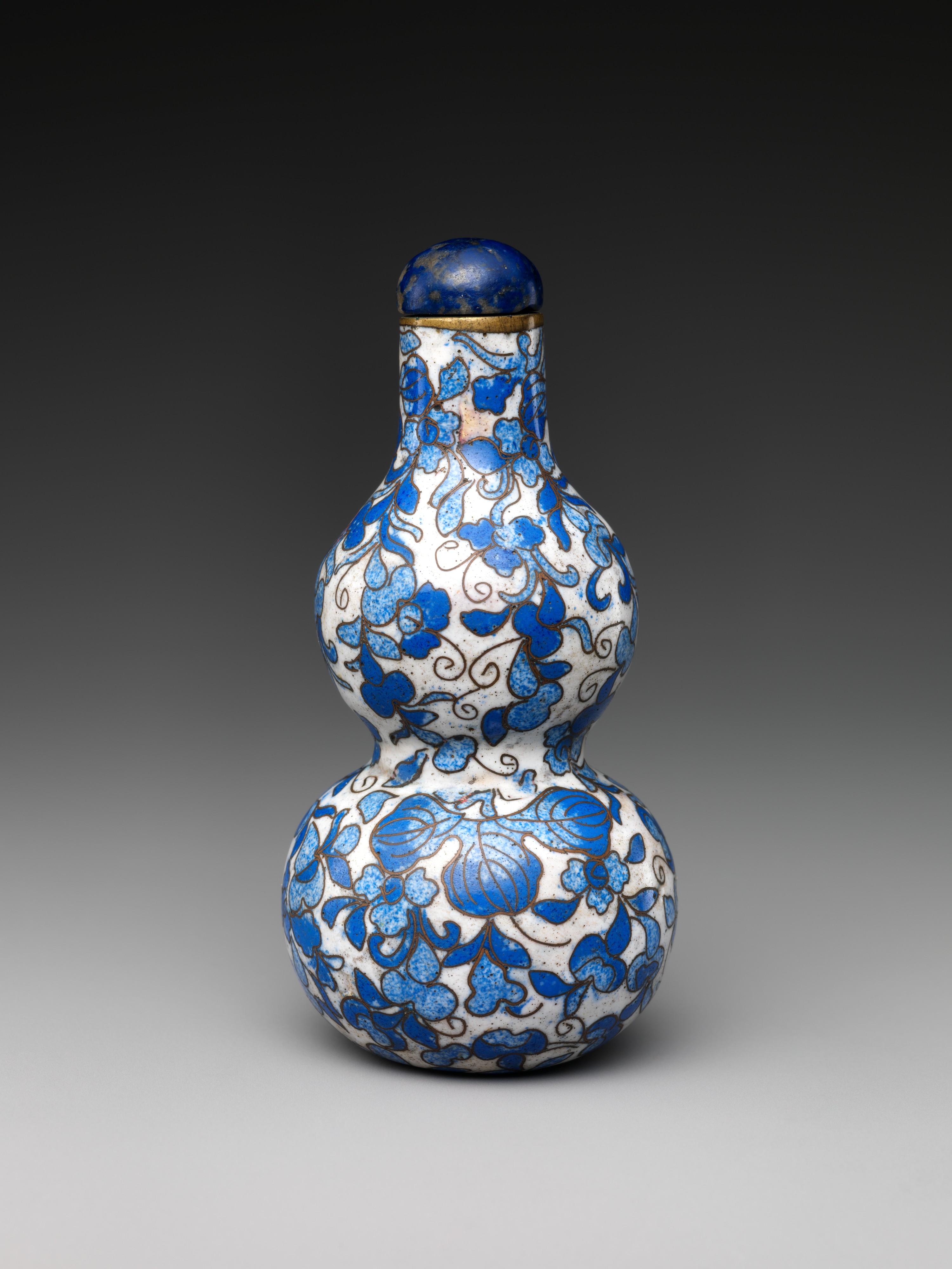 Blue and White Cloisonne Gourd Snuff Bottle