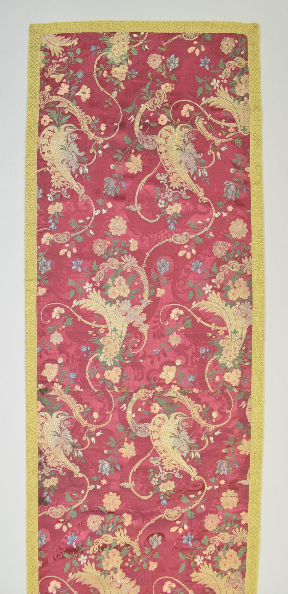 Vintage Red Floral Textile Panel