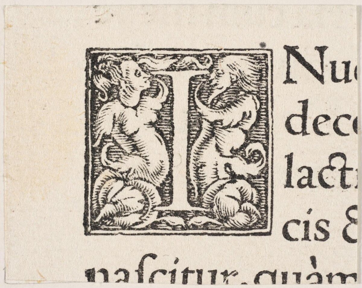 Woodcut Decorative Initial I