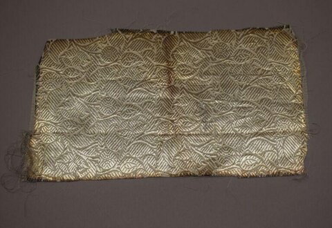 Golden Floral Brocade Fabric Fragment