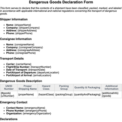 Dangerous Goods Declaration Form