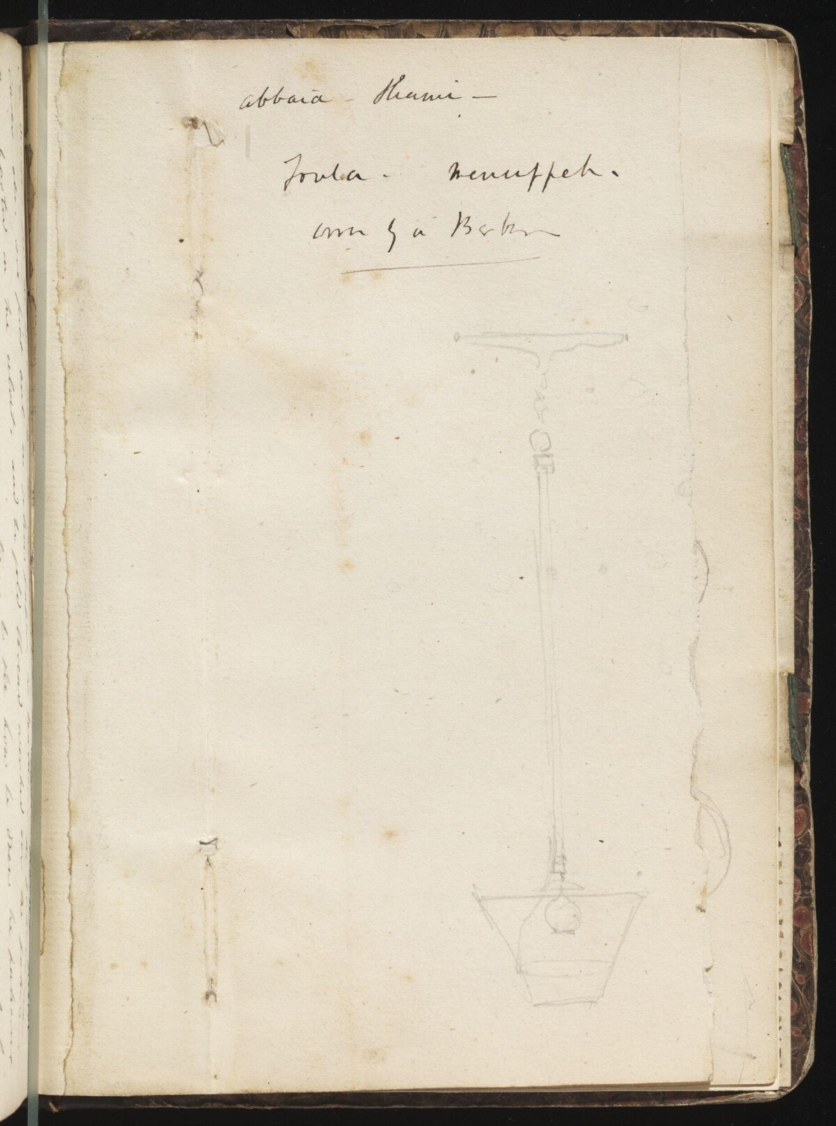 Old Manuscript Page with Sketch and Notes