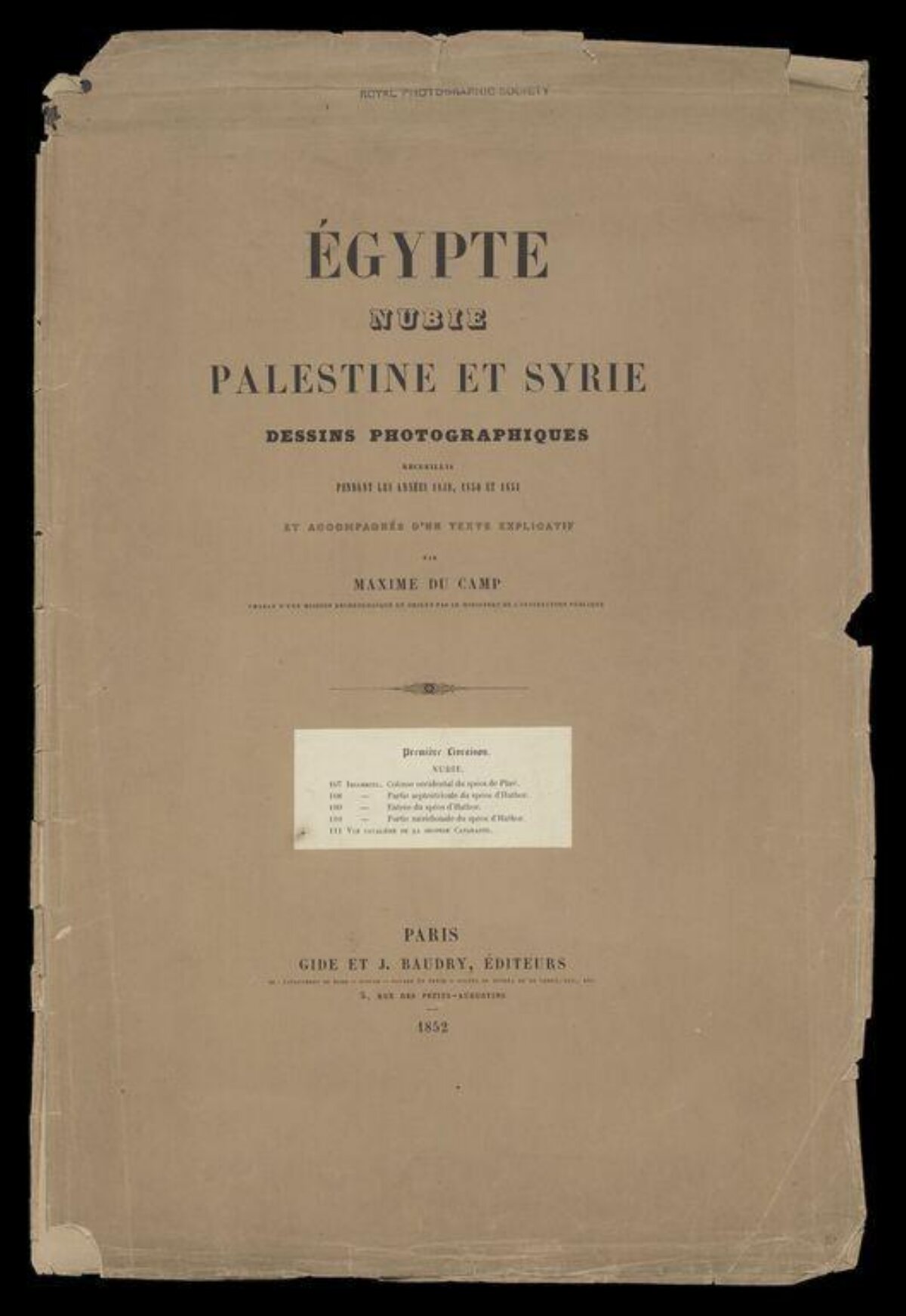 1852 French Travel Photography Book Cover