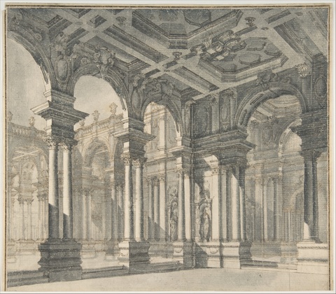 Classical Architectural Interior Perspective Drawing
