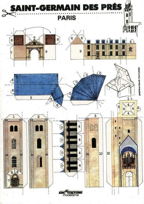 Saint-Germain des Prés Paper Model Template