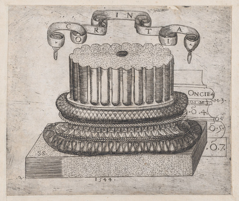 1544 Etching of Multi-tiered Pedestal