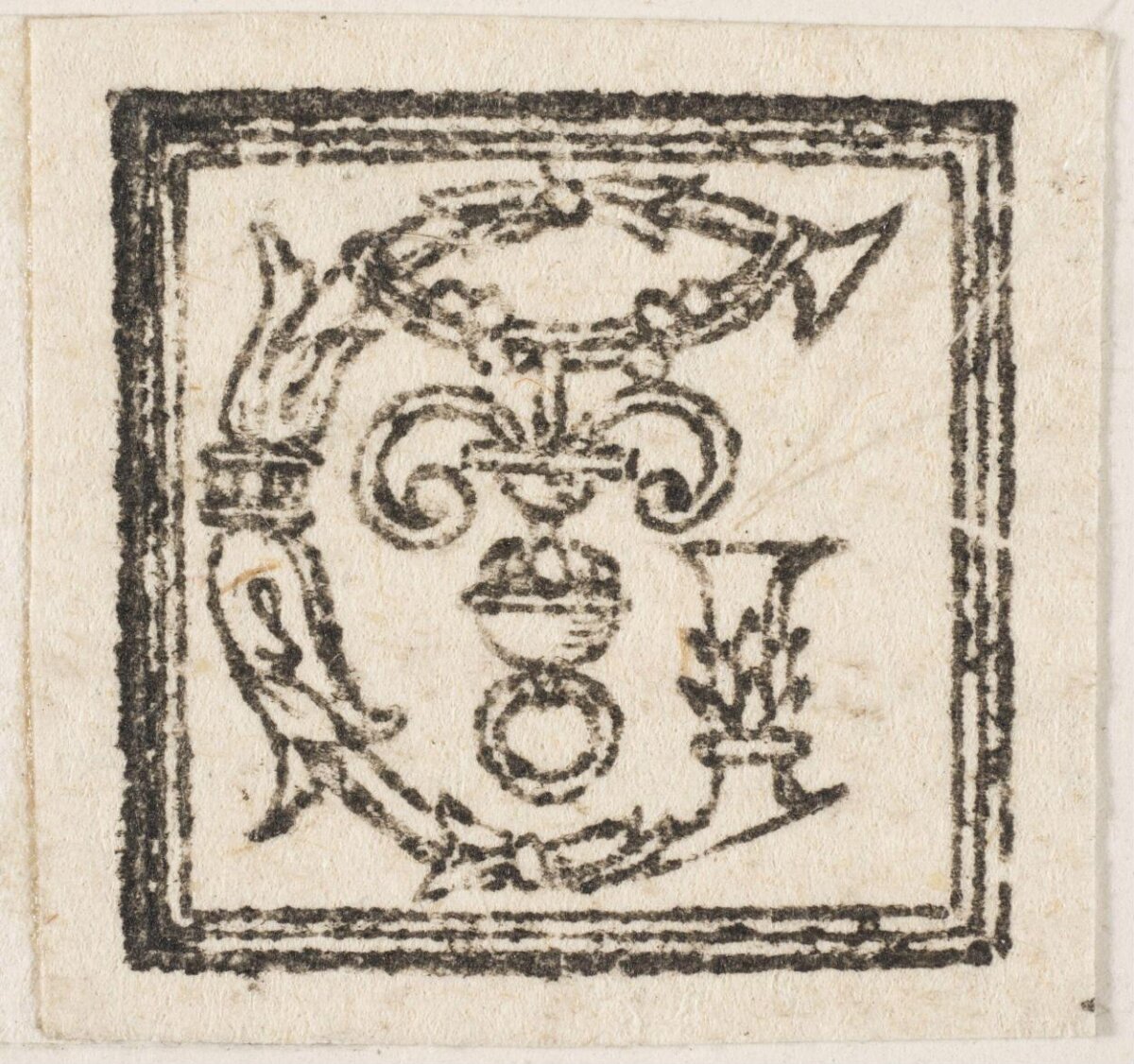 Decorative Woodcut Initial Letter F