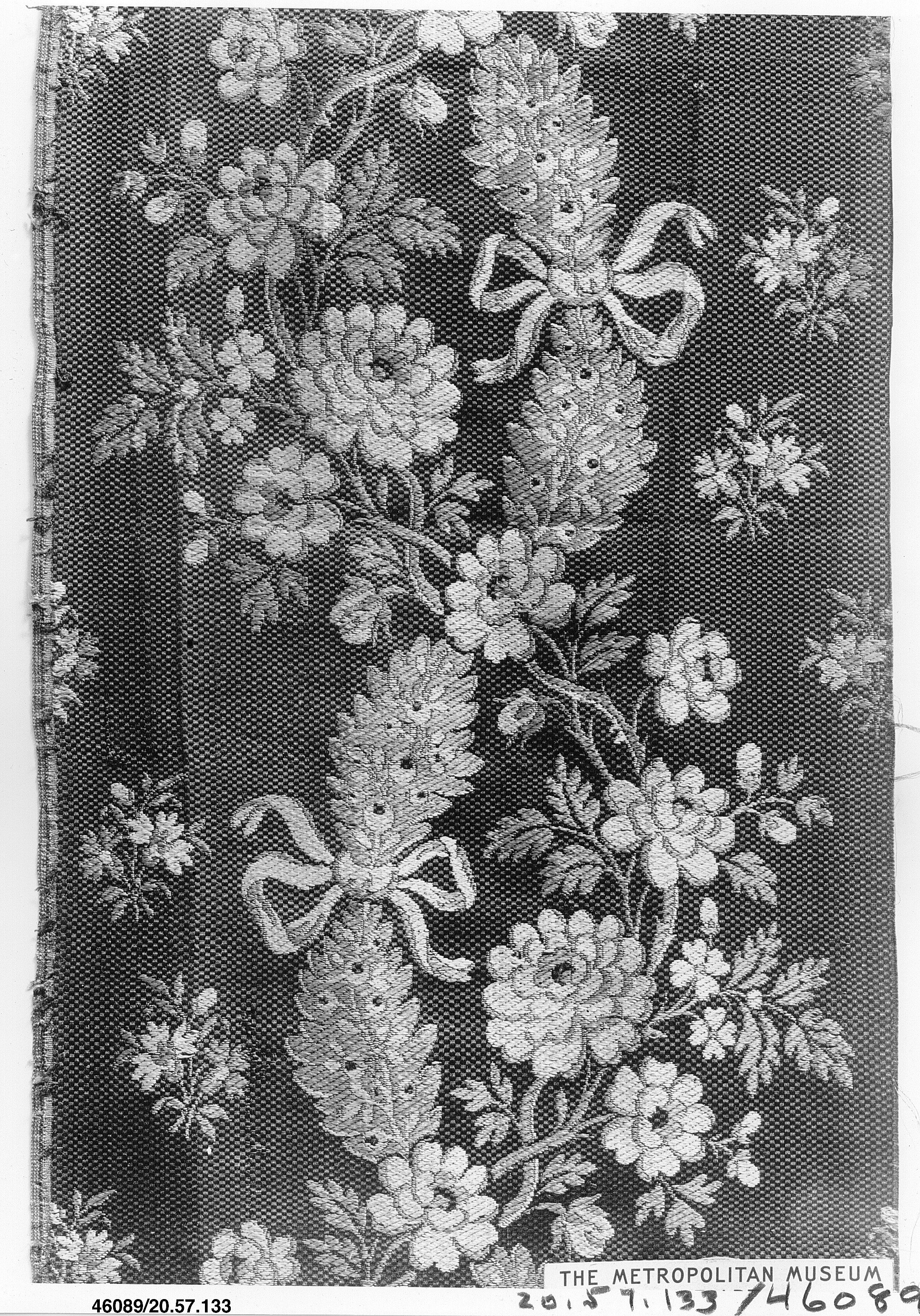 Antique Floral Woven Textile Fragment