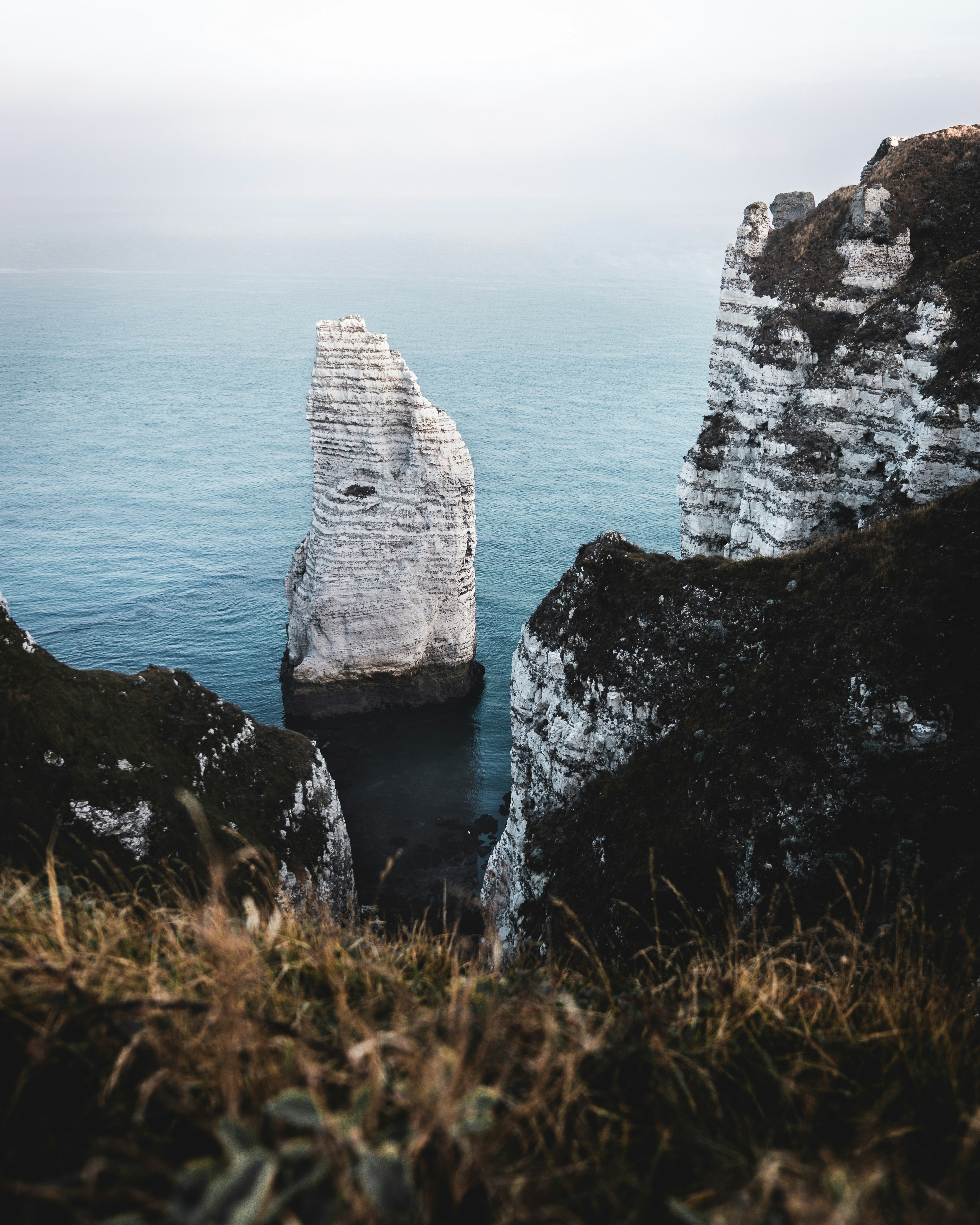 White Chalk Cliffs by the Sea
