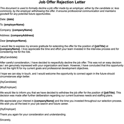 Job Offer Rejection Letter