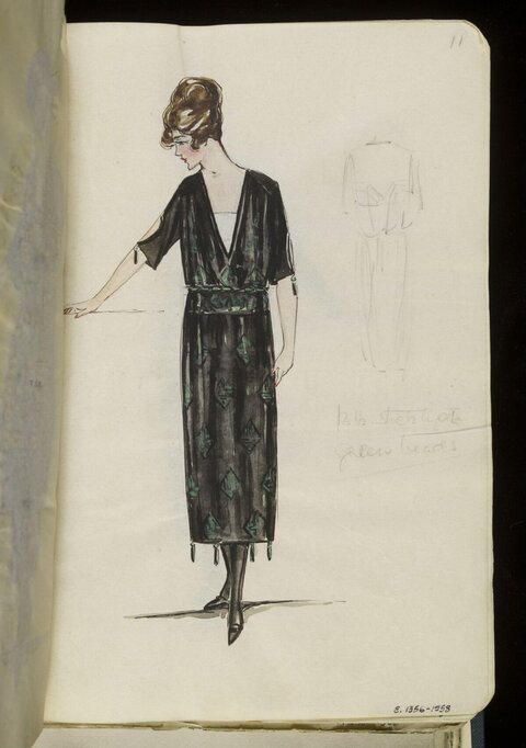 1920s Day Dress Fashion Sketch