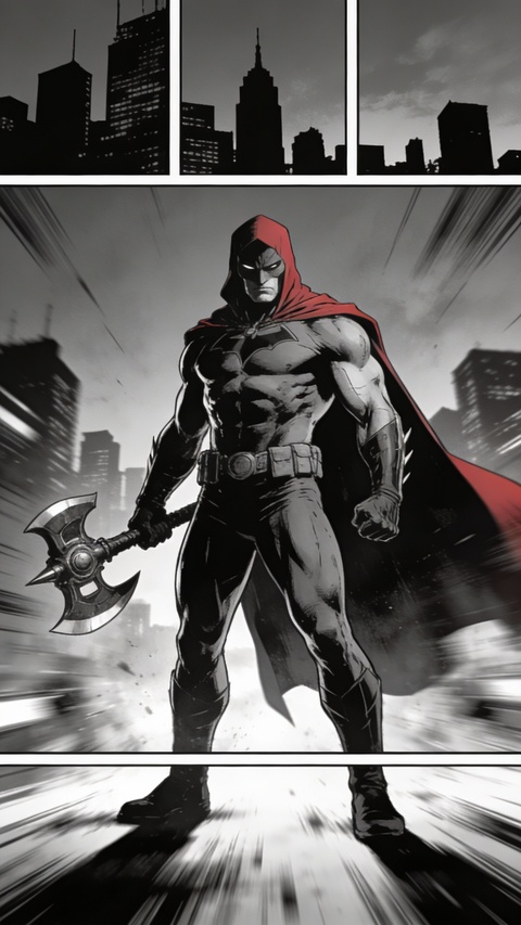 Red Hooded Batman With Battle Axe