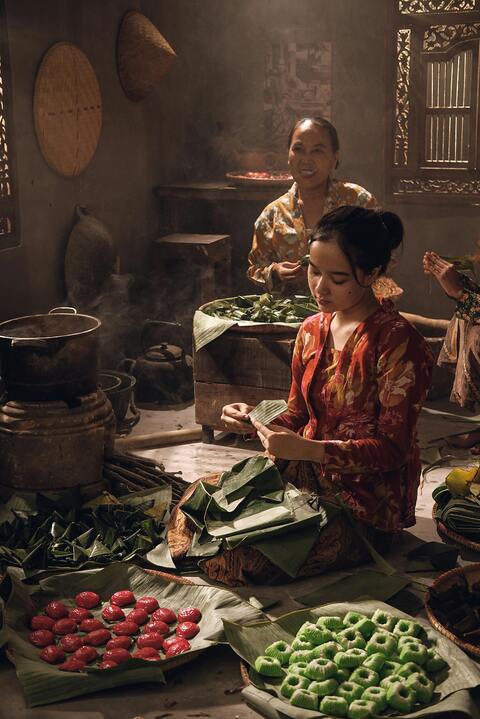 Women Preparing Traditional Cakes