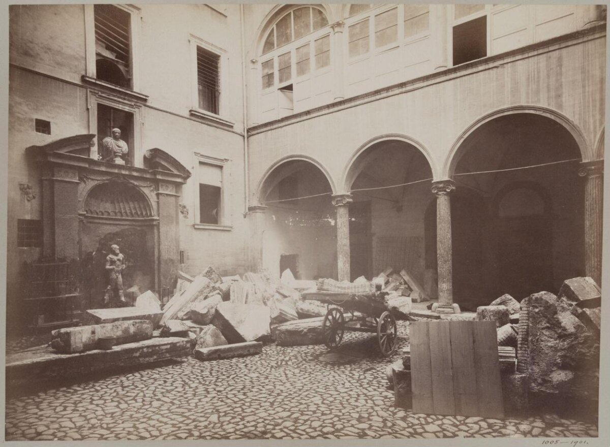 Vintage Courtyard with Antique Stone Fragments