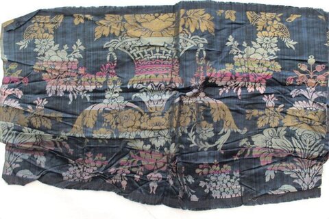 Antique Floral Vase Woven Silk Fabric