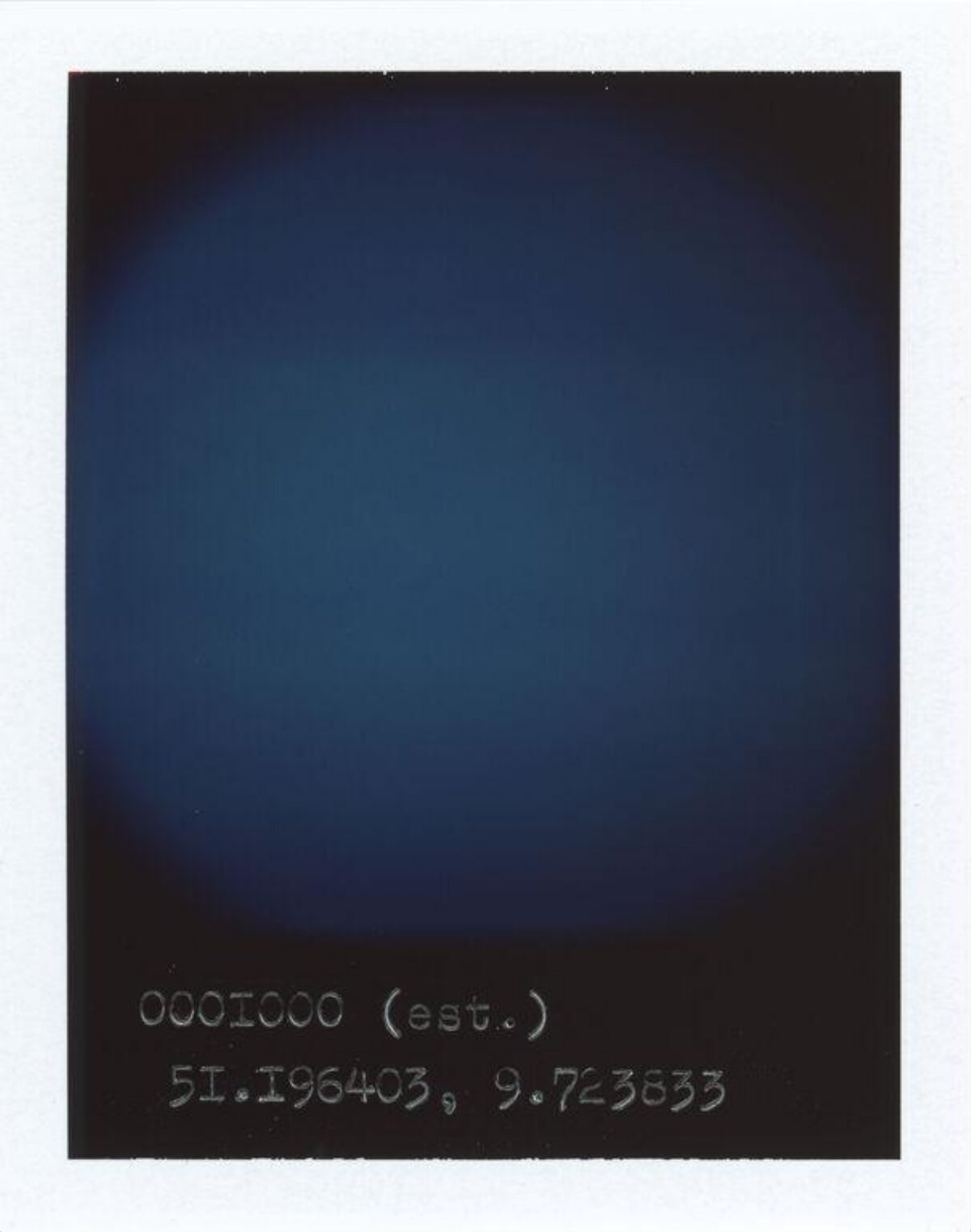 Blue Gradient Polaroid with Stamped Text — Abstract Backgrounds