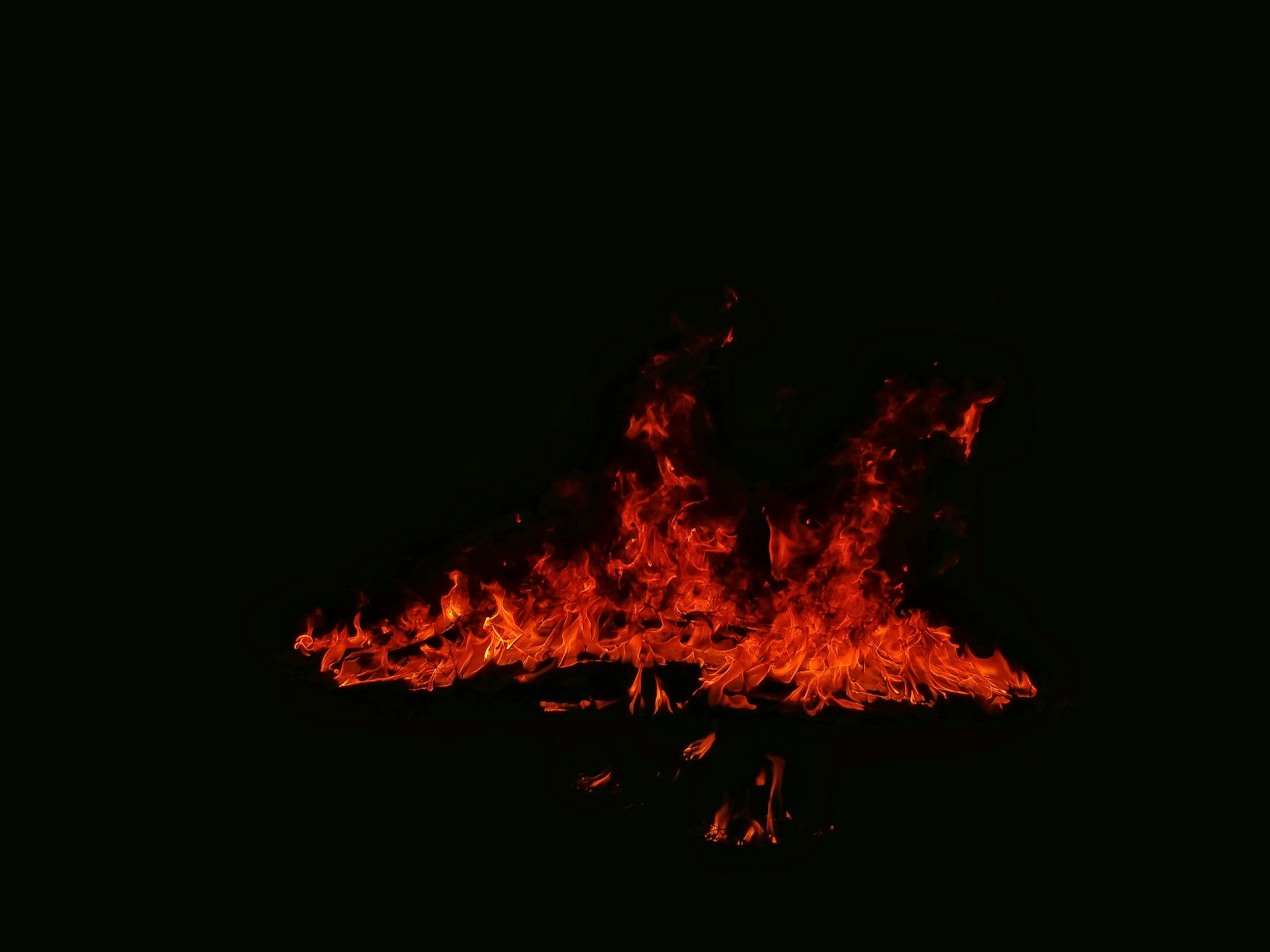 Burning Flame on Black Background