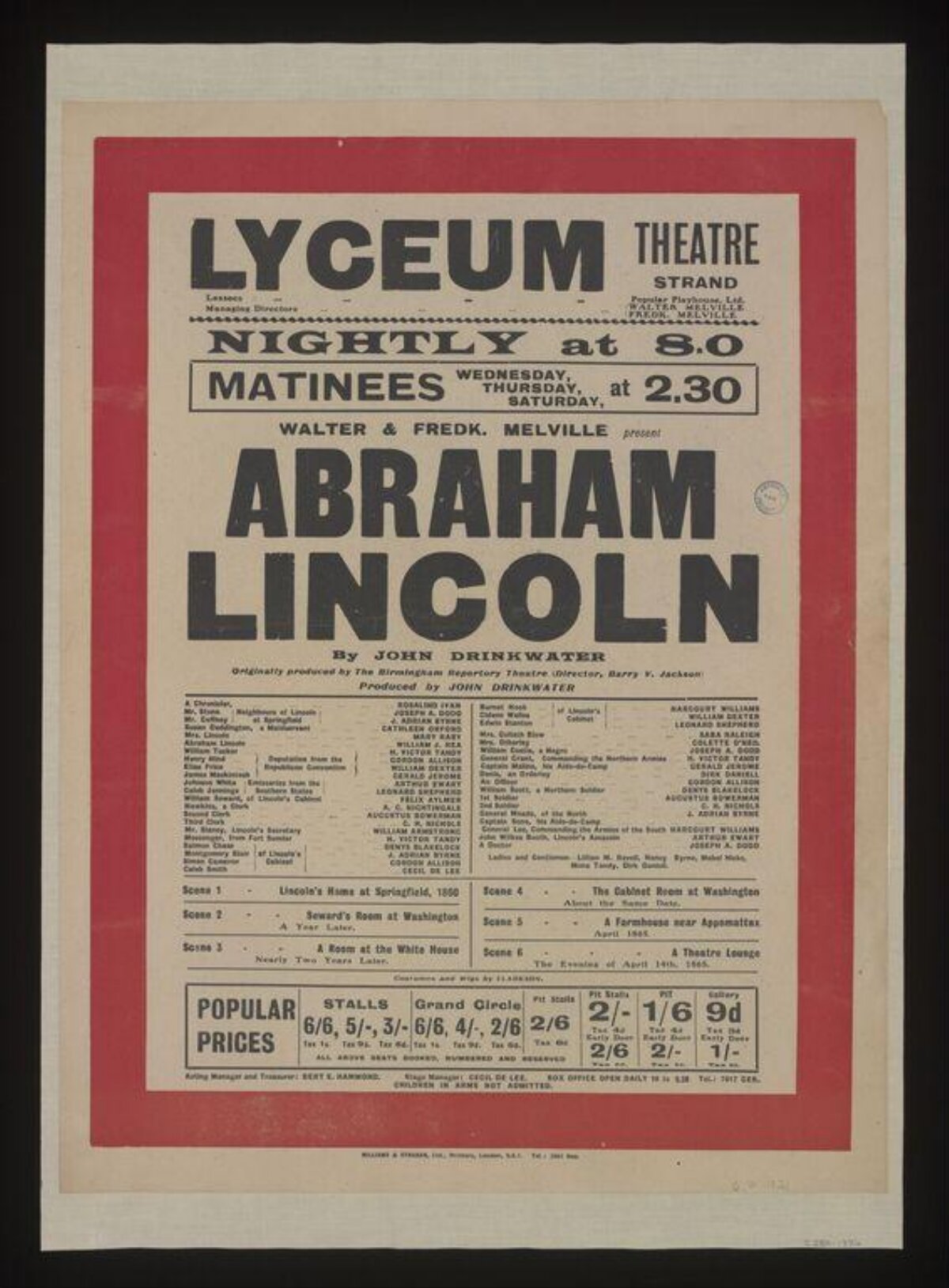 Vintage Abraham Lincoln Play Poster