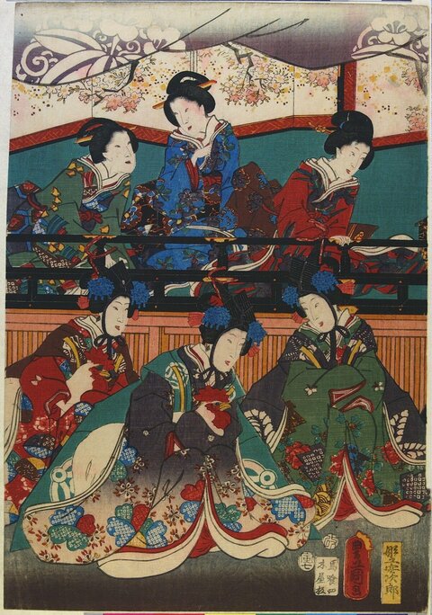 Japanese Ukiyo-e Women Gathering