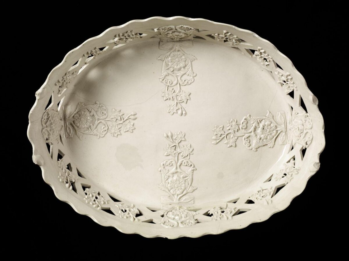 White Carved Oval Porcelain Tray