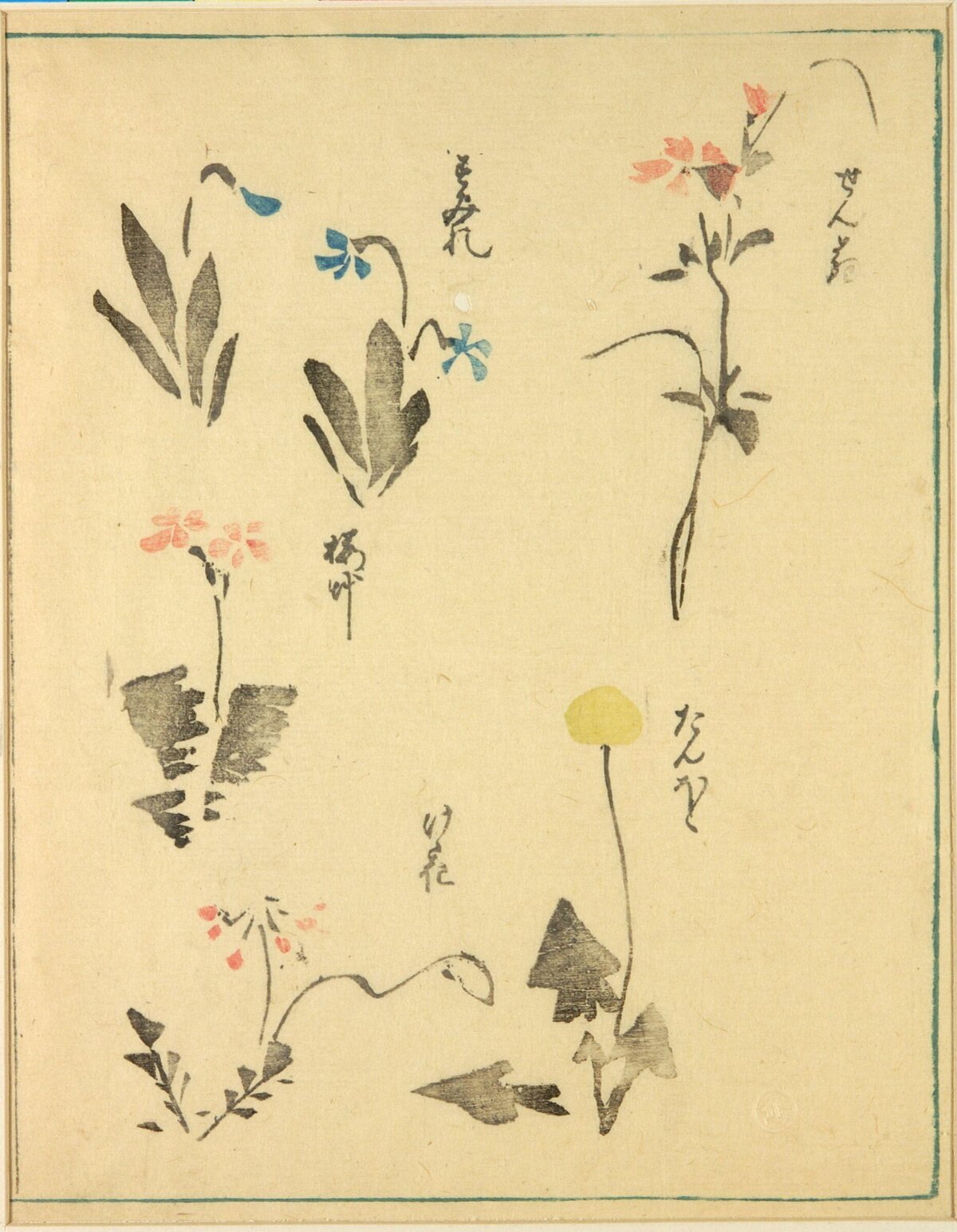 Japanese Woodblock Print of Wildflowers
