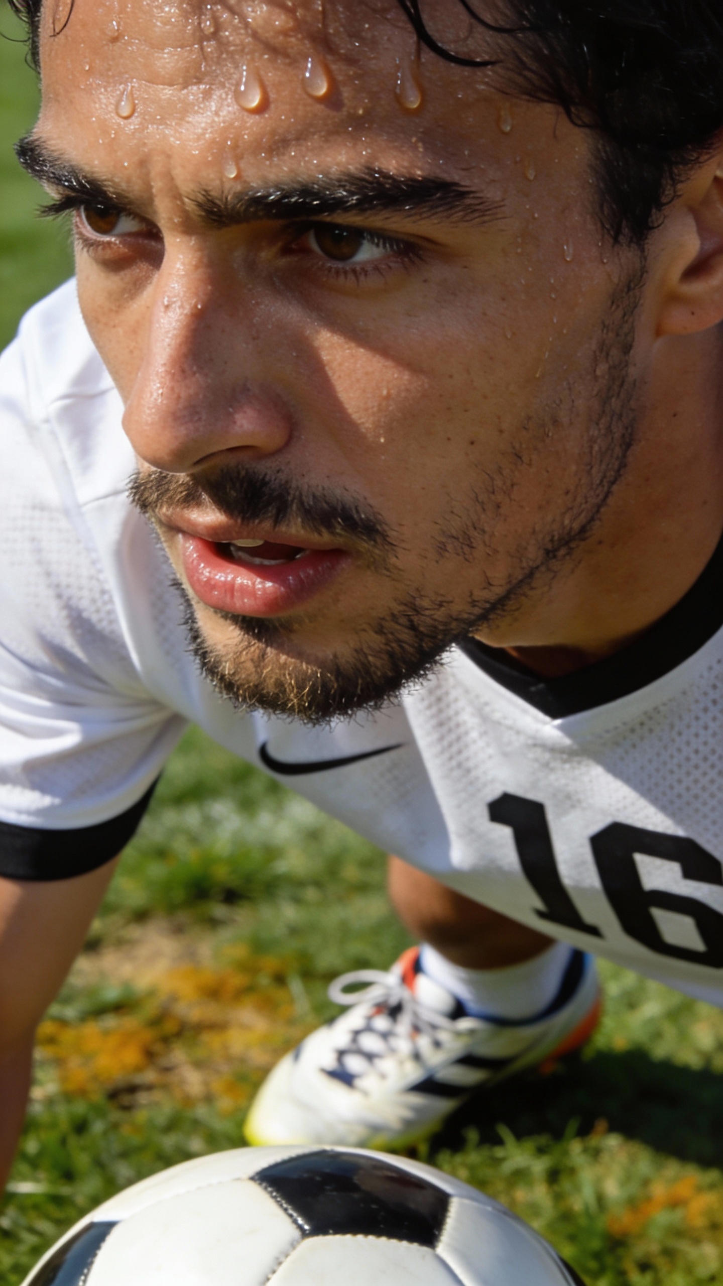 Sweaty Soccer Player with Soccer Ball