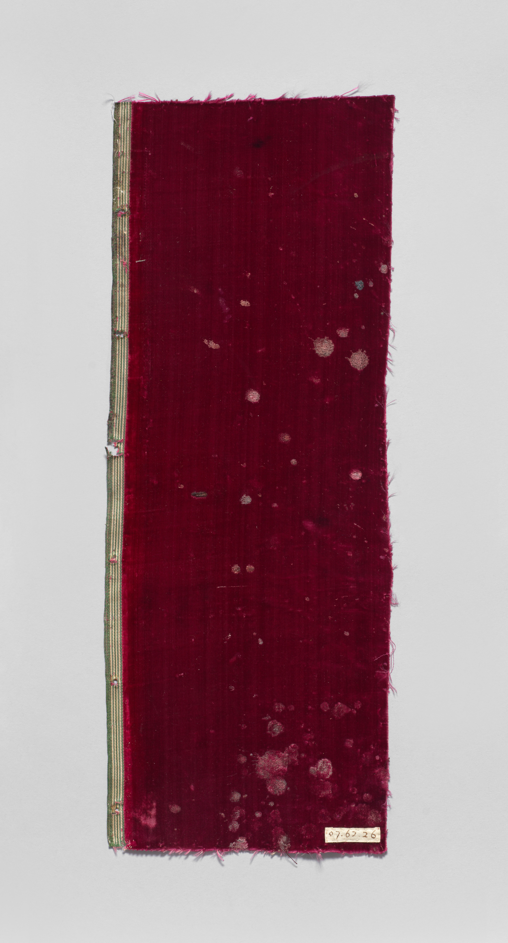 Antique Crimson Velvet Fabric Fragment