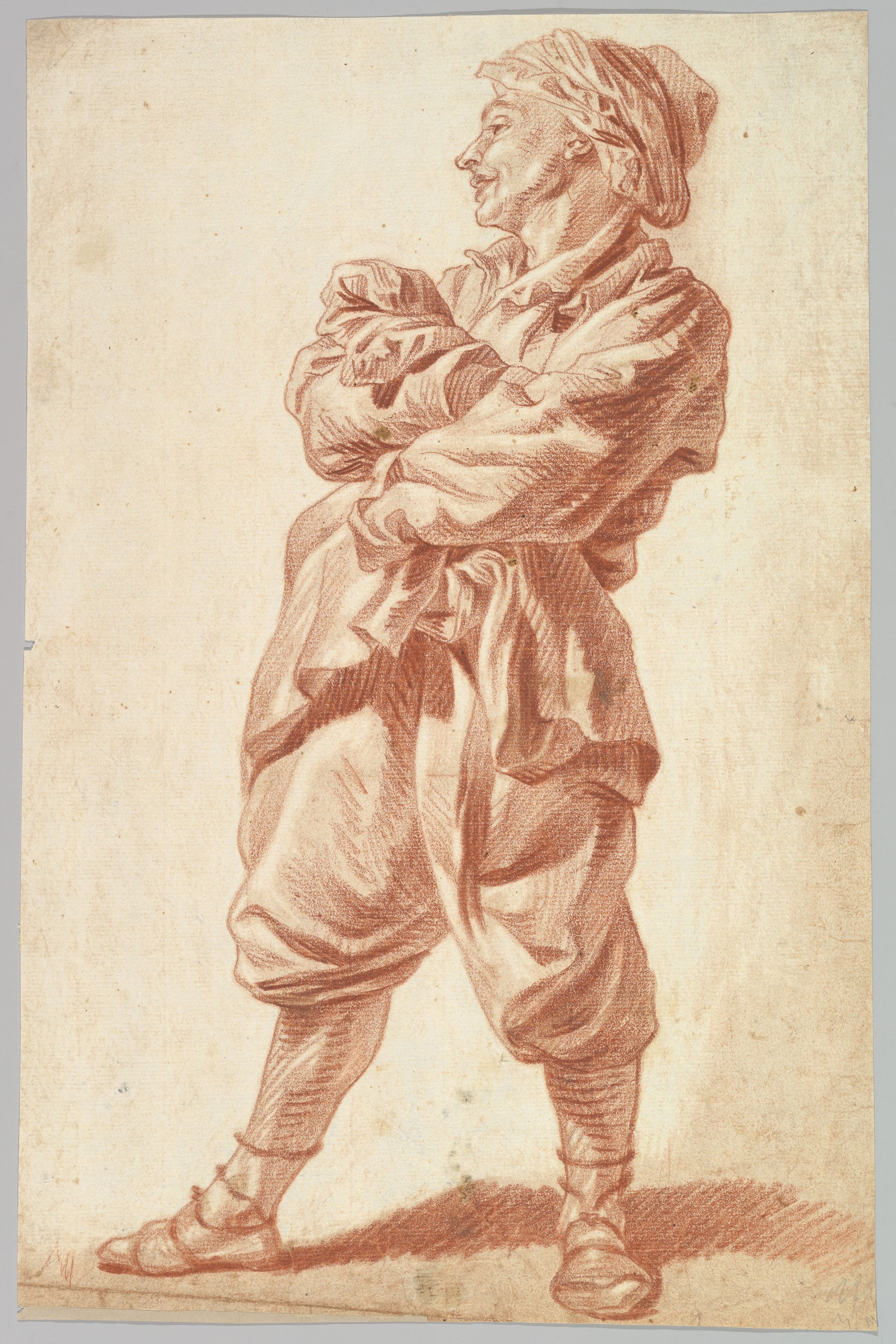 Red Chalk Sketch of Standing Man