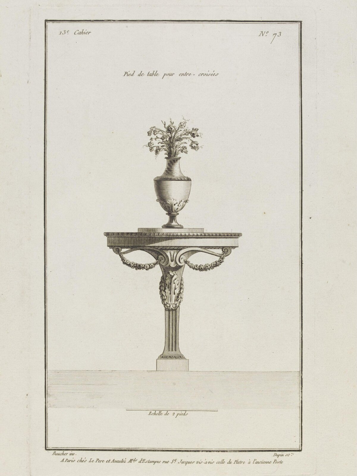 Antique Console Table Design Engraving