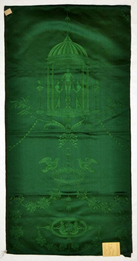 Green Classical Motif Embroidered Silk Panel