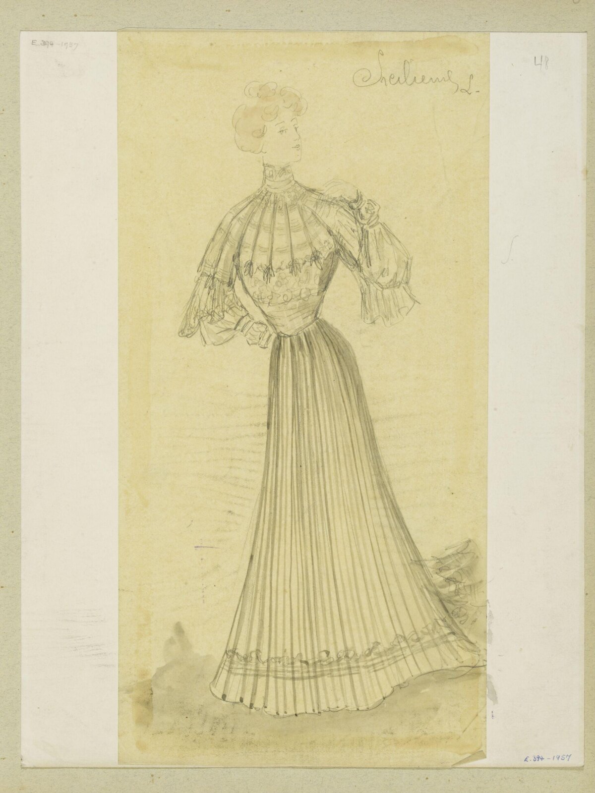 Pencil Sketch of Edwardian Women's Dress