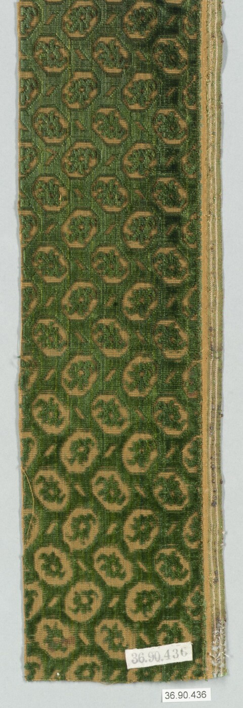 Antique Green Patterned Textile Fragment