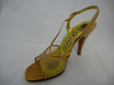 Yellow high heel slingback sandal