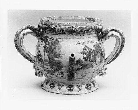 1687 Painted Antique Ceramic Vessel