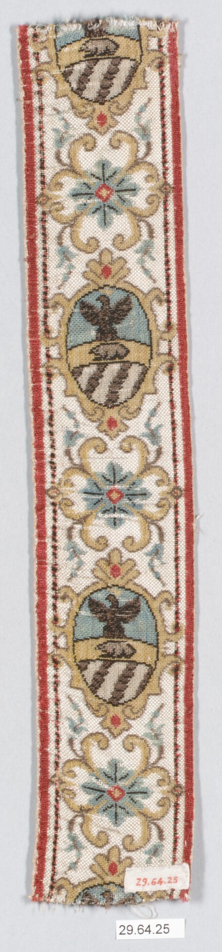 Antique Embroidered Heraldic Textile Strip