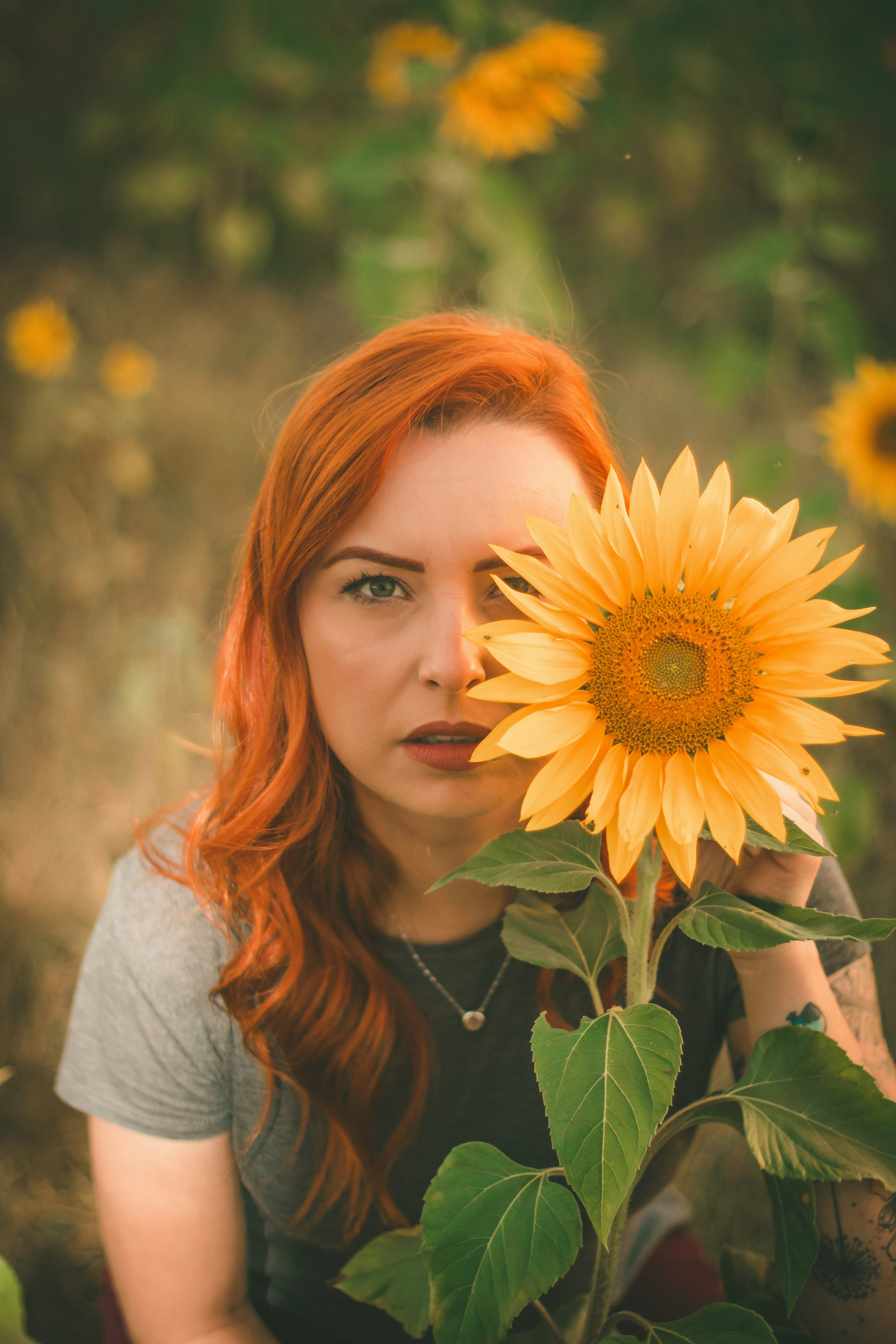 Red-haired Woman With Sunflower