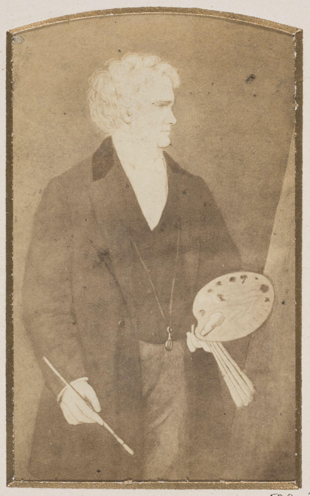 Portrait of Artist with Painting Tools
