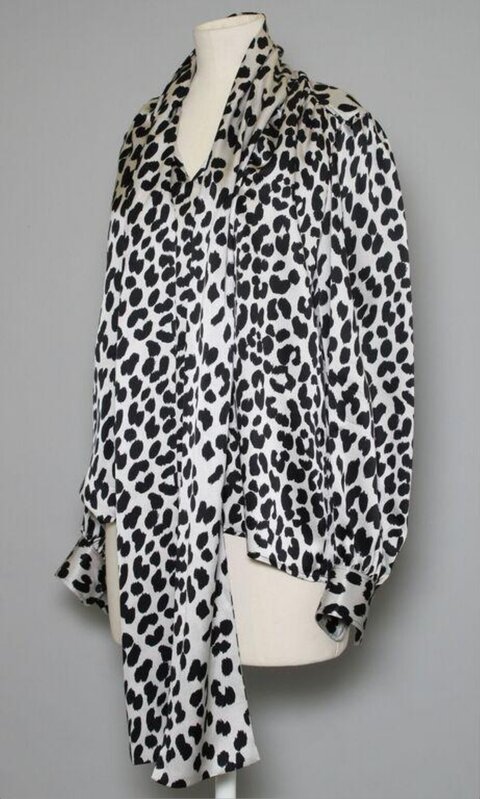 White Black Leopard Print Long Sleeve Blouse