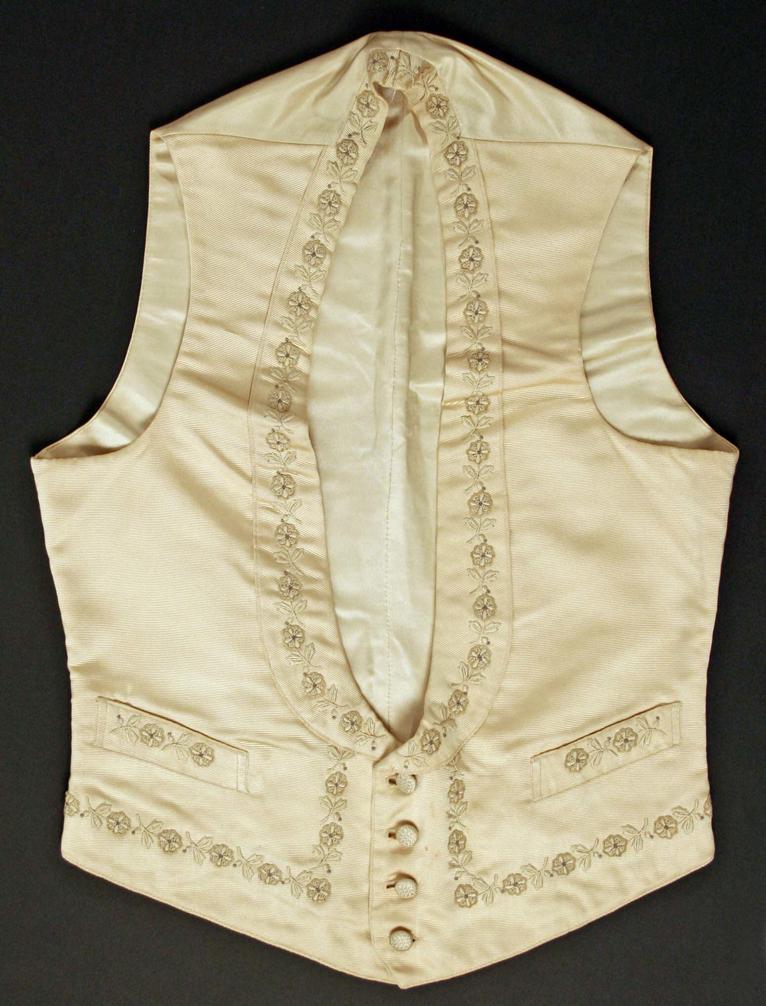 Cream Embroidered Vintage Waistcoat