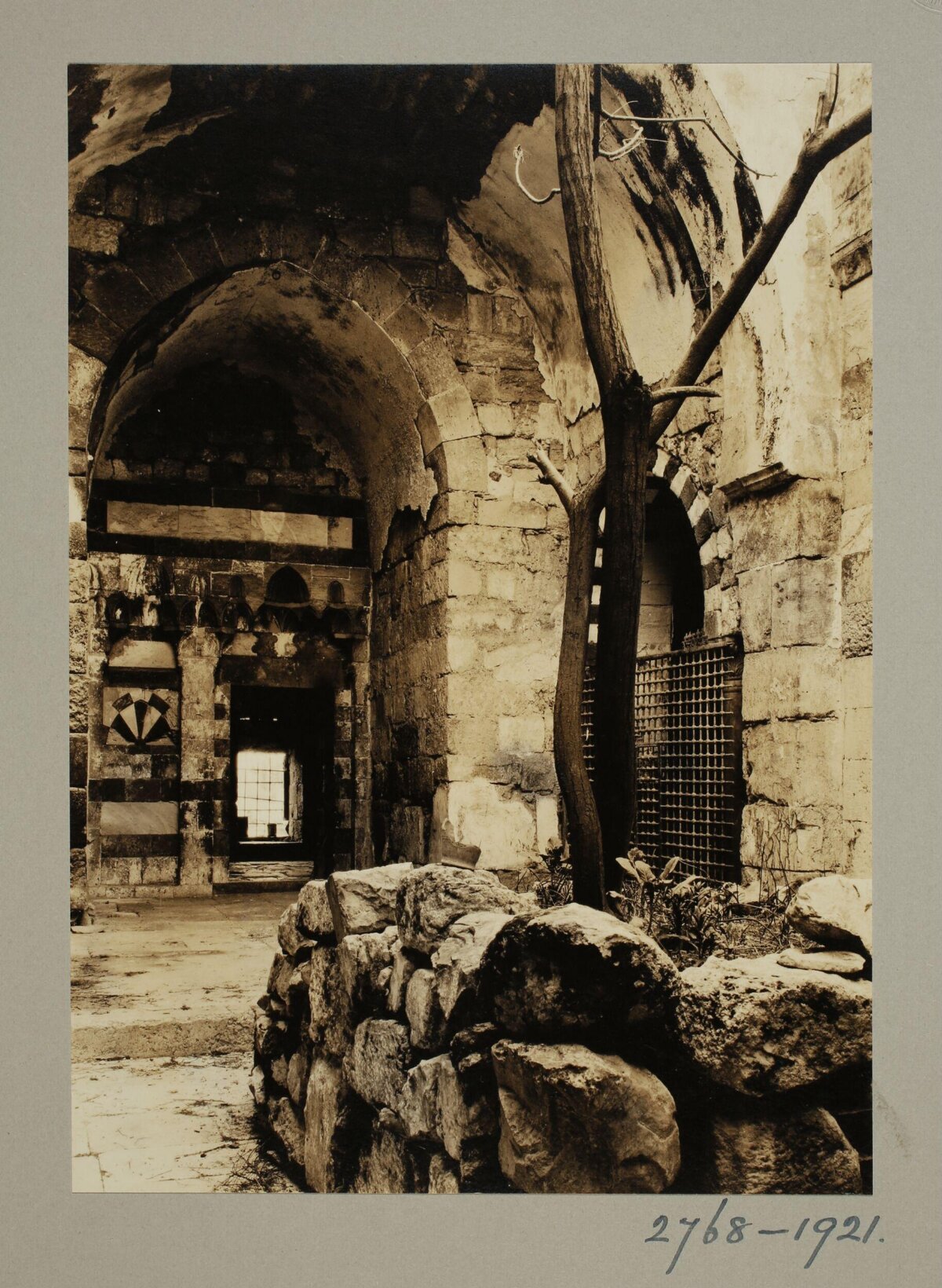 Vintage Ancient Stone Arched Courtyard