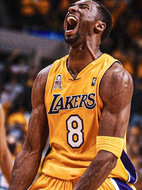 Kobe Bryant Celebrating in Lakers Jersey